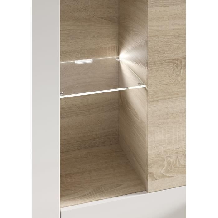 ESSENTIEEL TV-meubel met klassieke LED in glanzend wit en eiken decor - B 260 cm