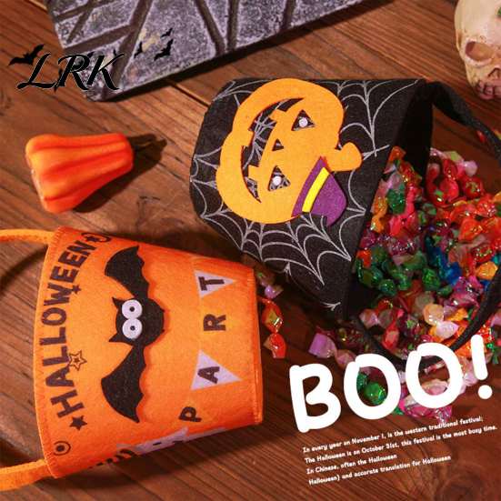 Black Cat Treat Pail Halloween Trick or Bucket for Kids, Pumpkin Face Ghost Bat Candy Snack Basket, Holder with Handle Party Favors Bag
