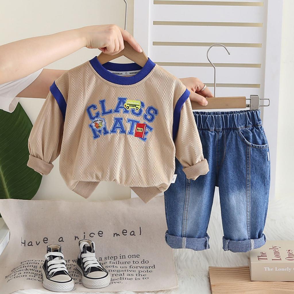 Kids Casual Long-Sleeve Set, Comfortable Daily Wear Outfits