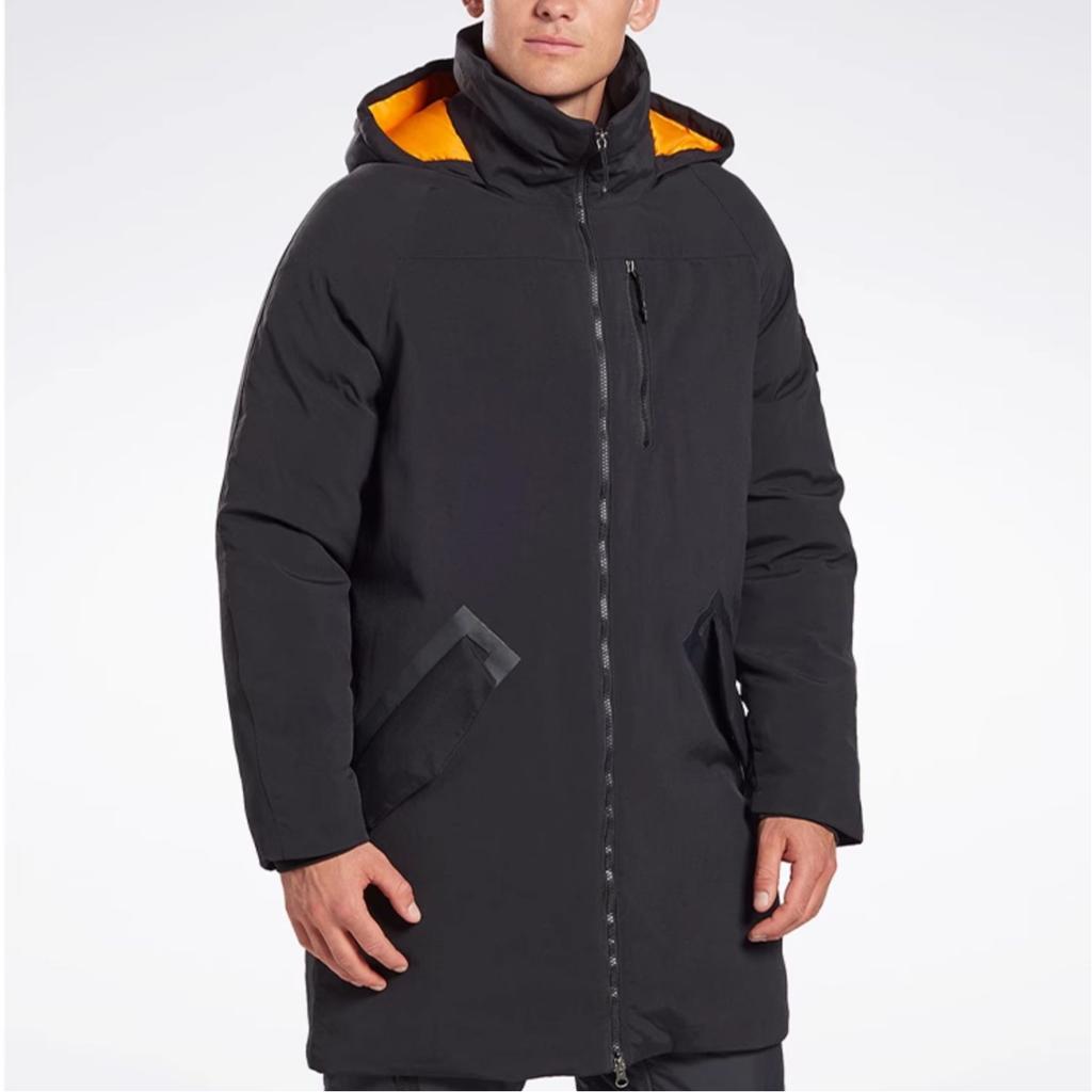 Reebok Running Series Solid Color Mid-Length Lightweight Warm Down Jacket Men Outerwear Black FU1696