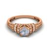 5MM Round Moonstone Gemstone 925 Sterling Silver Rose Plated Solitaire Blossom Design Women Wedding Ring
