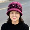 Middle-aged and elderly hats women's autumn and winter fashion warm mother ear protector basin hat fleece bucket hat cold-proof knitted wool hat