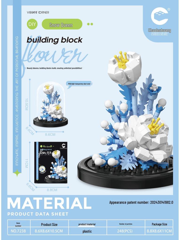 Sunflower & Rose Flower Building Blocks Toy Set for Kids - Assembled & Qixi Gift, Lego Compatible