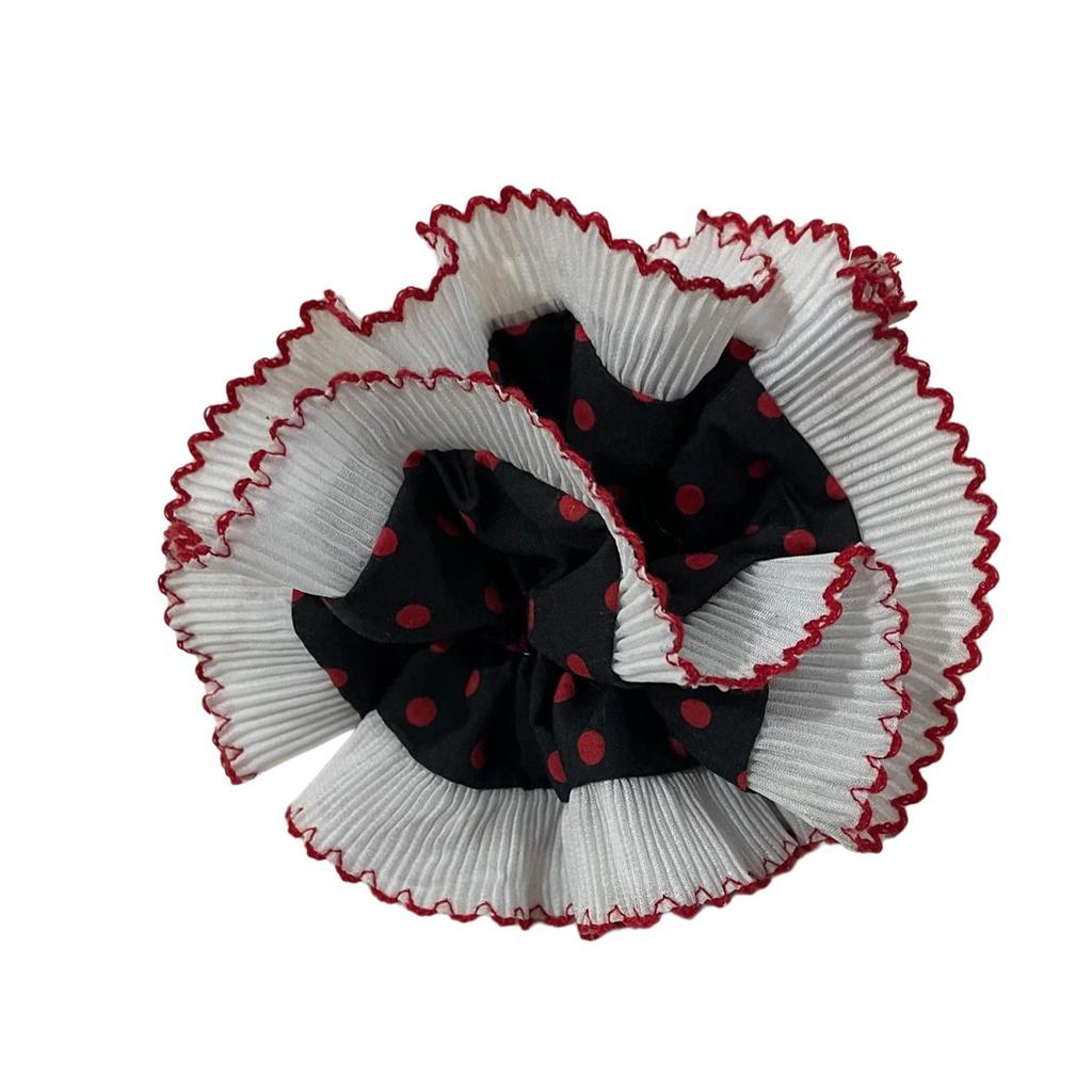 Aesthetic Lace Scrunchies Double Layer Elastic Hair Rope Wedding Party Hair Rope Big Buns Hair Elastic for Formal Casual