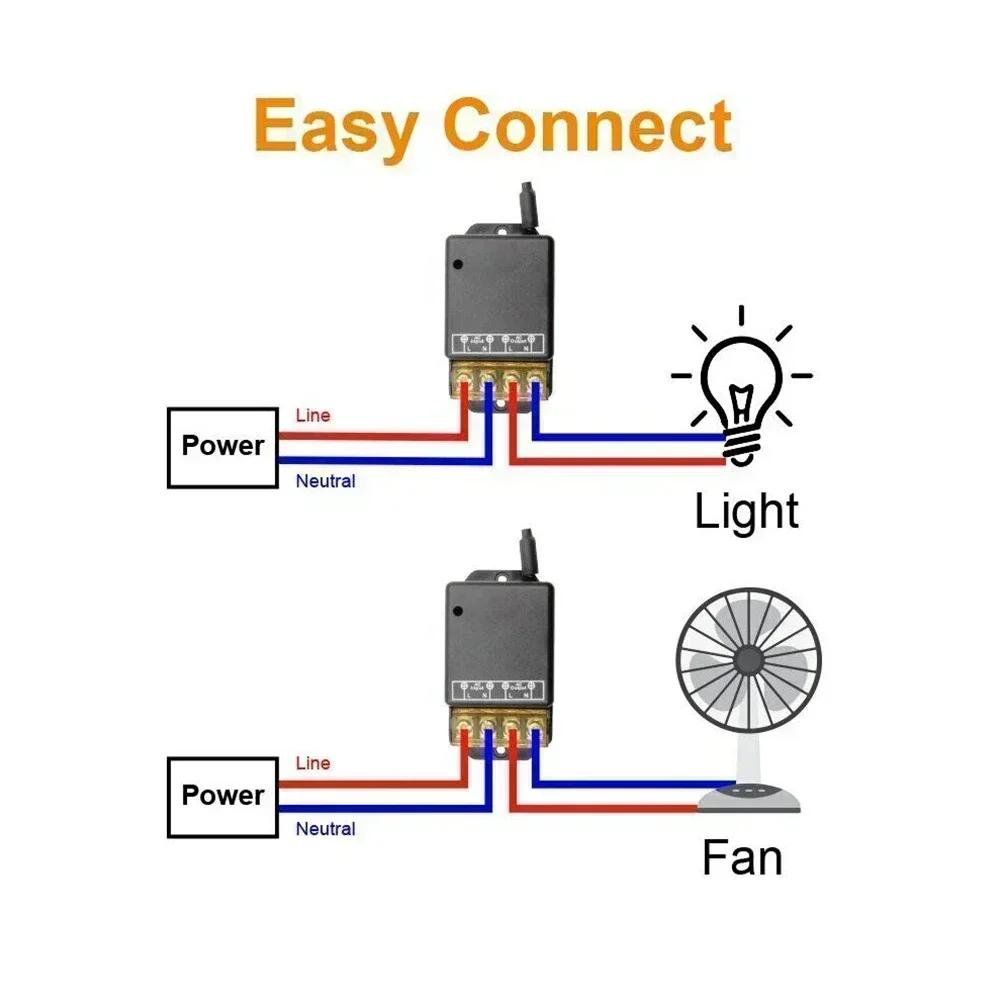 AC 90-256V Schalter 433MHz Relais Schalter Standby-Leistungsaufnahme 0,1W Empfängerempfindlichkeit -112dBm Für Funkalarme