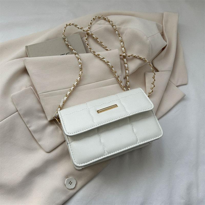 Simple Casual Shoulder Messenger Bag Small Square Bag 2025 Summer New Solid Color Plaid Underarm Bag Casual Commuter Bag
