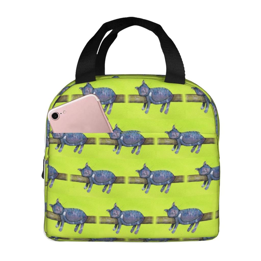 Cat Sleeps On A Tree Branch Insulated Lunch Bag for Women Office Cooler Thermal Food Box Tote Portable Lunch Boxes Container