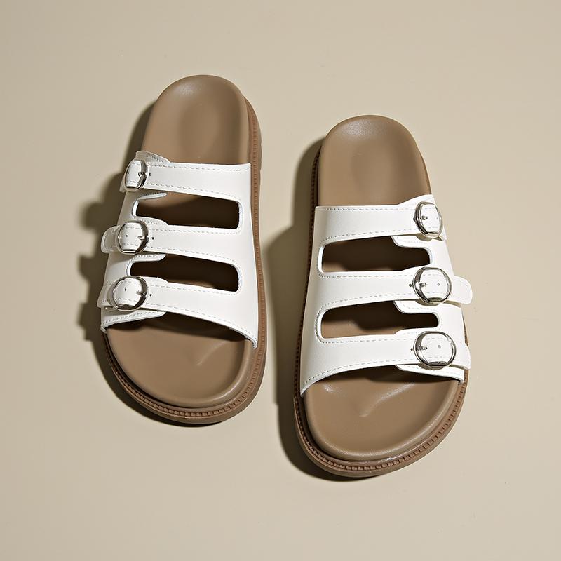 Женские летние тапочки повседневные сандалии для девочек с открытым носком большие размеры белые хаки черные тапочки-слайды 34 слоновая кость 2740₽