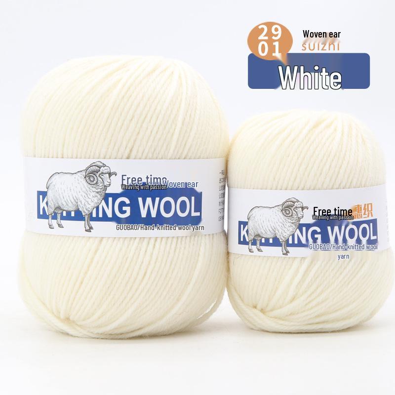 Wool Yarn Hand-Knitted Sweater Scarf Hat - Pure Color Four-Strand Yarn Ball