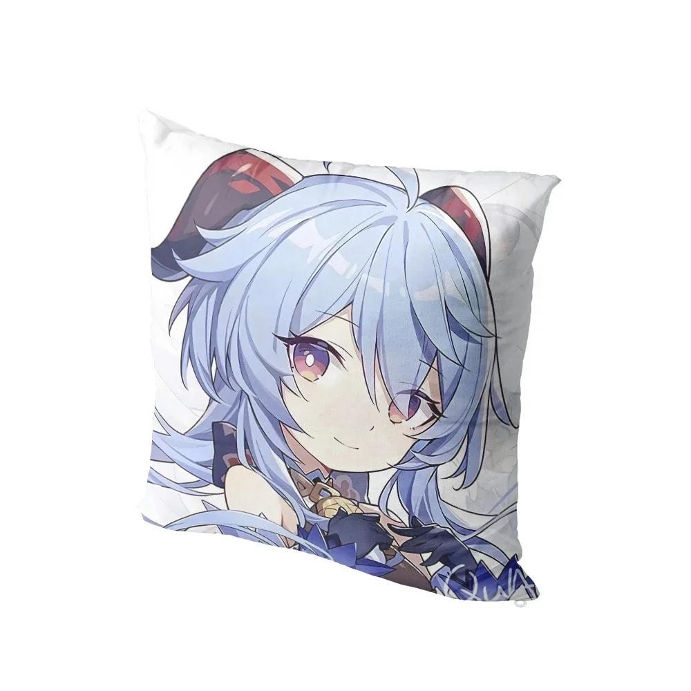 

Two-dimensional Genshin Pillowcases Dormitory Sofa Bedside Cushion Cover Cartoon Anime Decor Two Direction Throw Pillow Case 60x60cm червоний