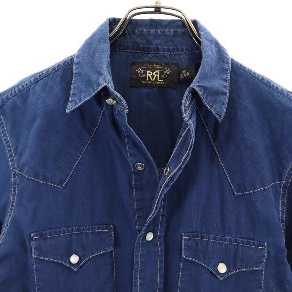 RRL Ralph Lauren Long sleeve Western shirt XS Navy system RALPH LAUREN Men's Used