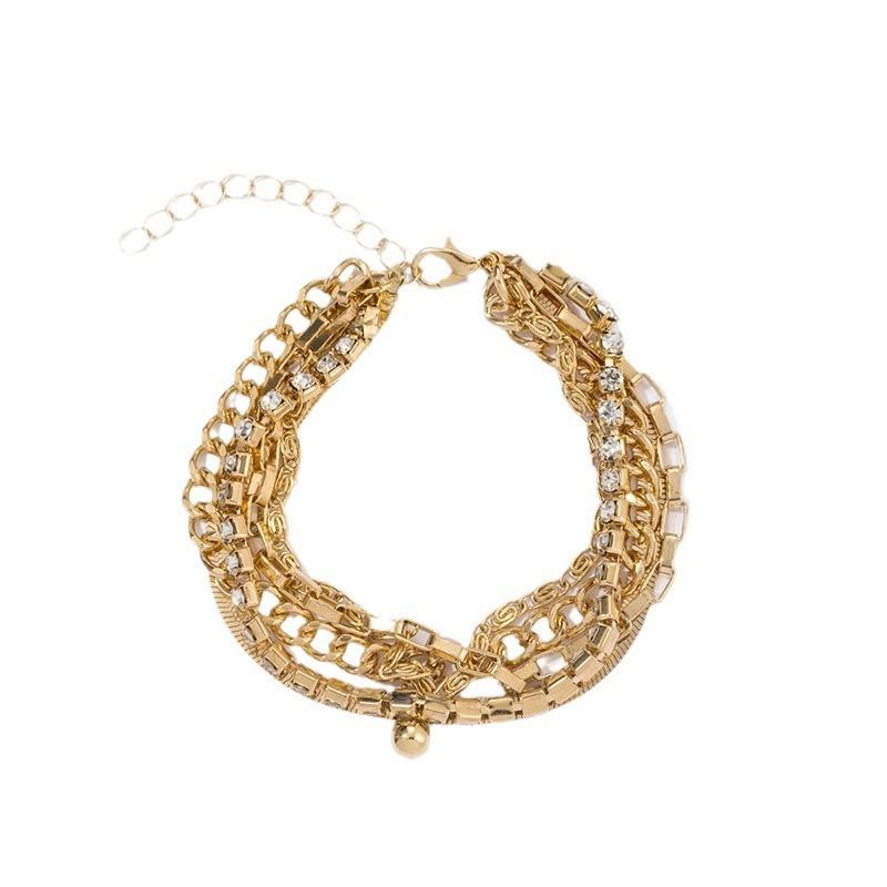 Autumn new jewelry alloy multi-layer stacked bracelet personalized niche diamond-encrusted bracelet women