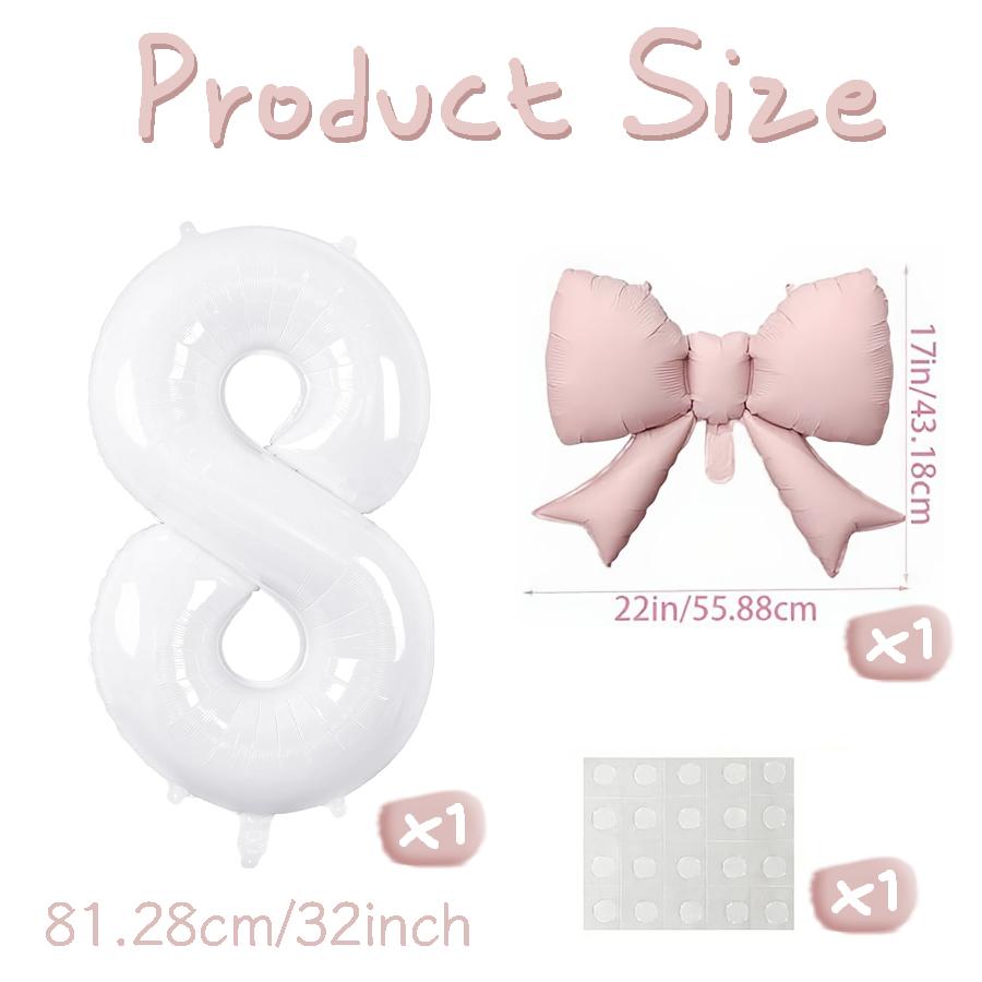 Number balloon set baby pink bow balloon ,white and pink balloon birthday proposal, weddingballoon decoration