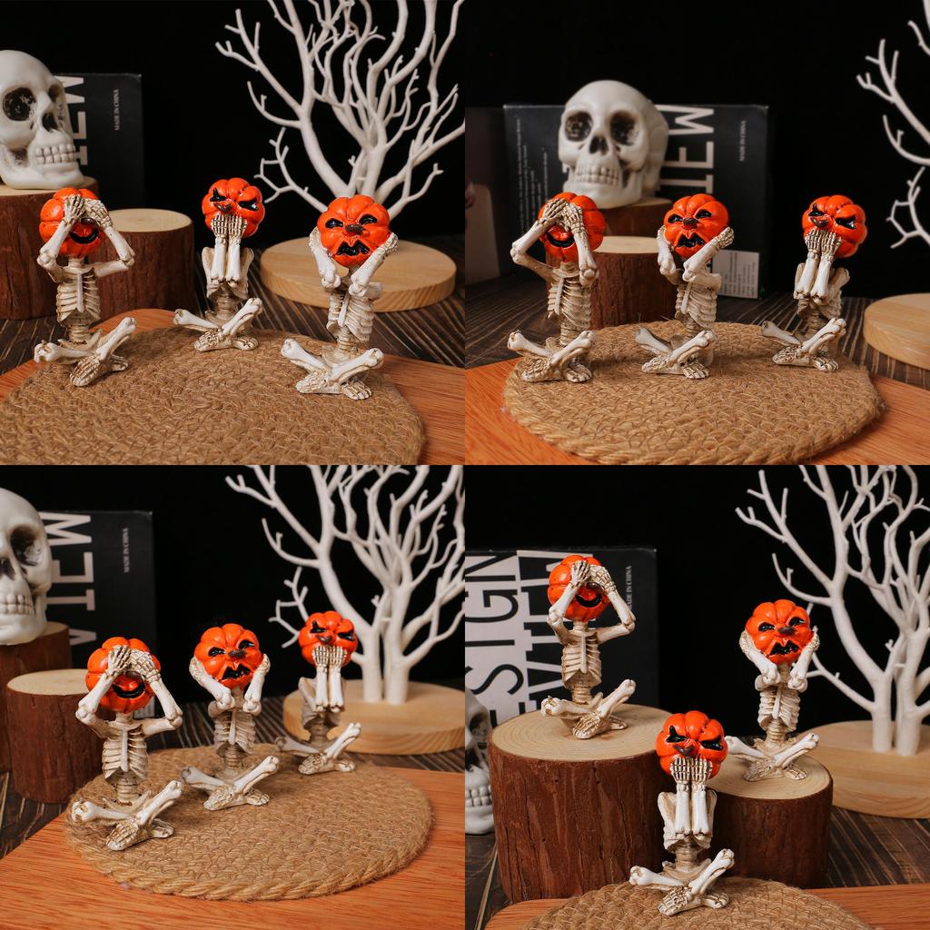 Spooky Pumpkin Head Skeleton Prop For Halloween Events And Festive Home Decor