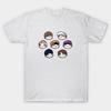 Cute Minimalist Chibi Seven Members Head Print Tee Clean White Basic Short Sleeve Lovely Kawaii Gift for Bangtan Fans
