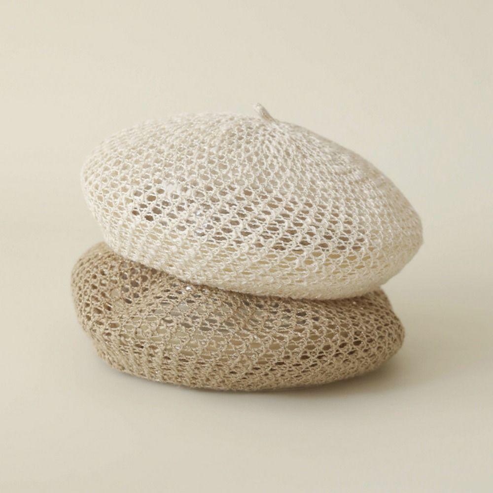 Bright Thread Painter Hat Hollow Knitted Pumpkin Hat Fashion Hollow Beret Spring Season