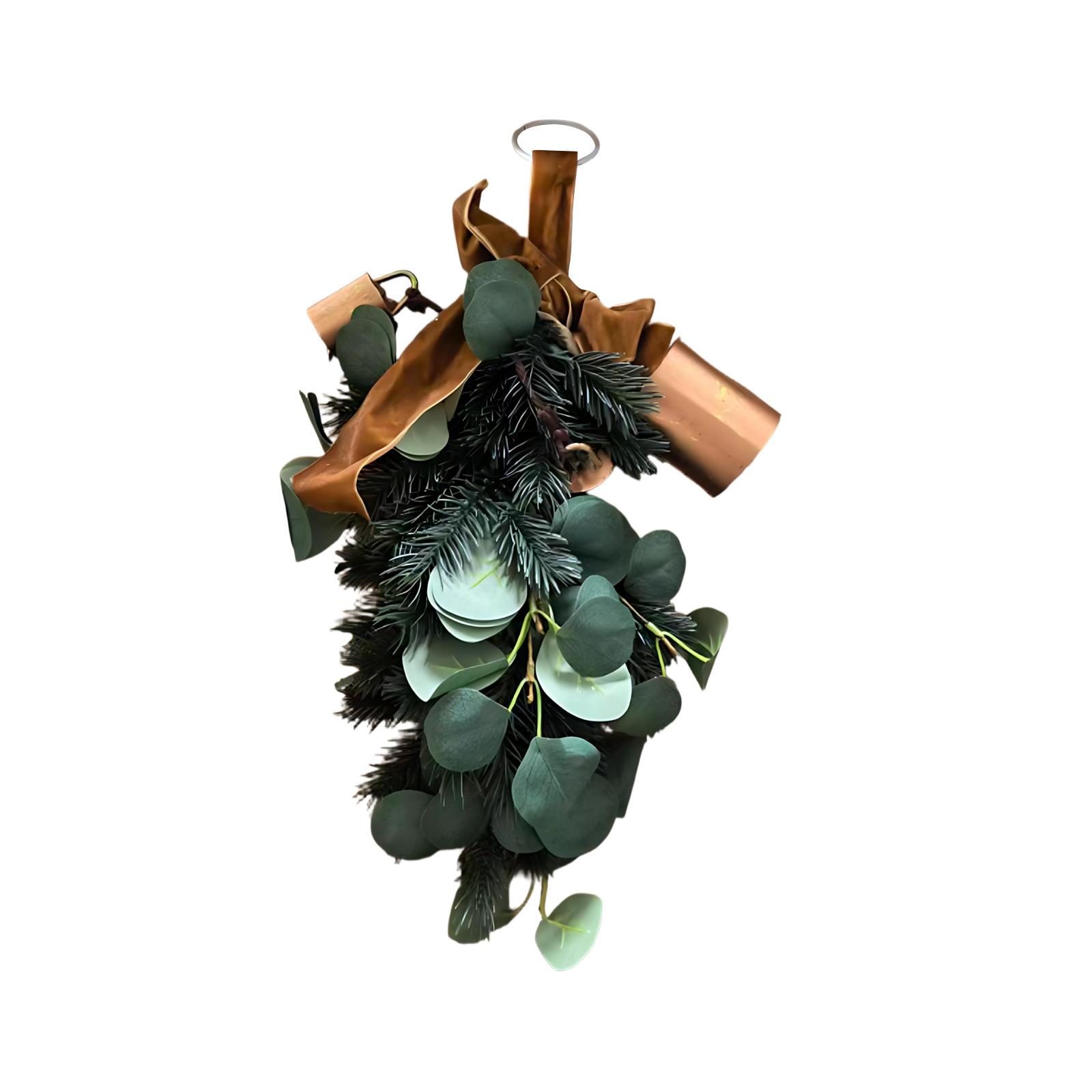 

Игла Вверх Ногами Капля Воды Рождественская Елка Бархатный Бант Искусственный Подвесной Венок Украшение для Дома Лестница Ротанг One Size