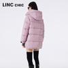 Jinyujie Women's Mid-length Hooded 90% Duck Down Puffer Jacket