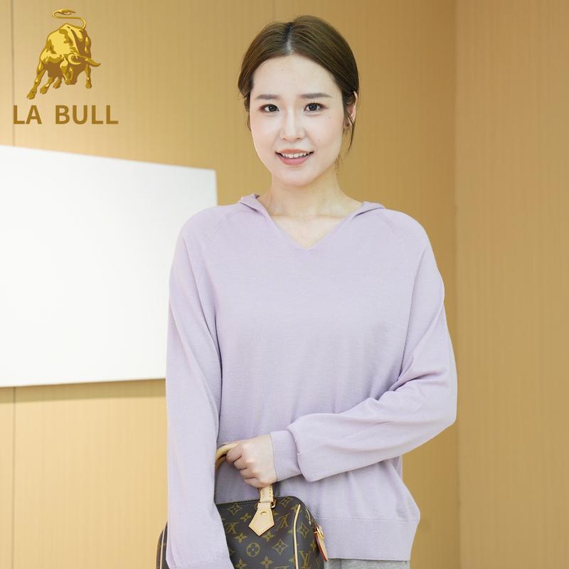 

LA BULL Women s Hooded 100% Wool Knit Sweater XL