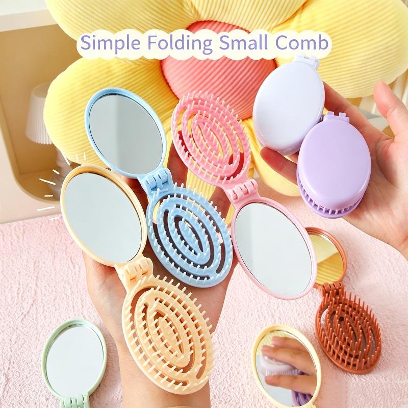 Portable Folding Hair Comb With Mirror, Lightweight & Travel-Friendly For On-The-Go Styling. A Perfect Gift For Women & Girls.