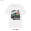 Just A Boy Who Loves Trucks T Shirt Cool For Boys Truck Lover Casual Vintage Fashion Homme Soft Stylish Vintage