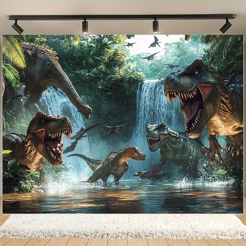 Realistische Dinosaurier Dschungel Wandteppich Prähistorischer Wasserfall Wandbehang Für Kinderzimmer Spielzimmer Wohnzimmer Ästhetische Dekoration Mult