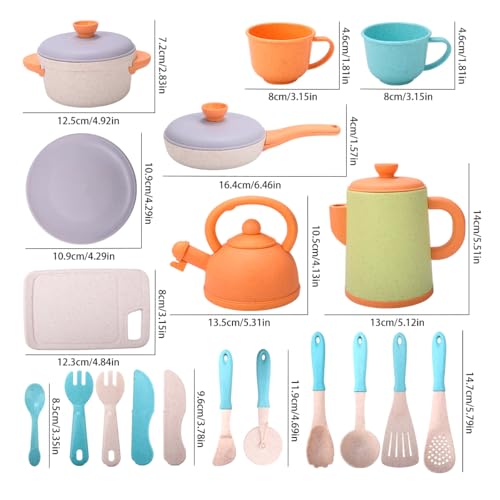 Pretend Play Kitchen Set for Kids Ages 2-3, Educational Toy with Cookware, Pots & Pans, Cookware, and Afternoon Tea Set. A great gift for boys and gir