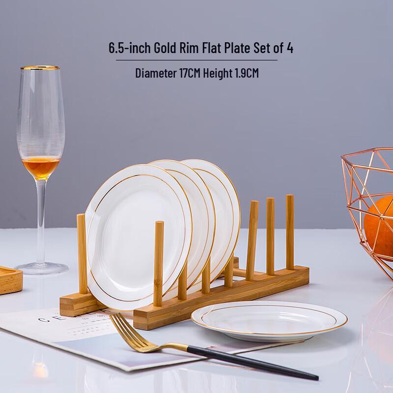Gold Rim Ceramic Dinner Plate Set