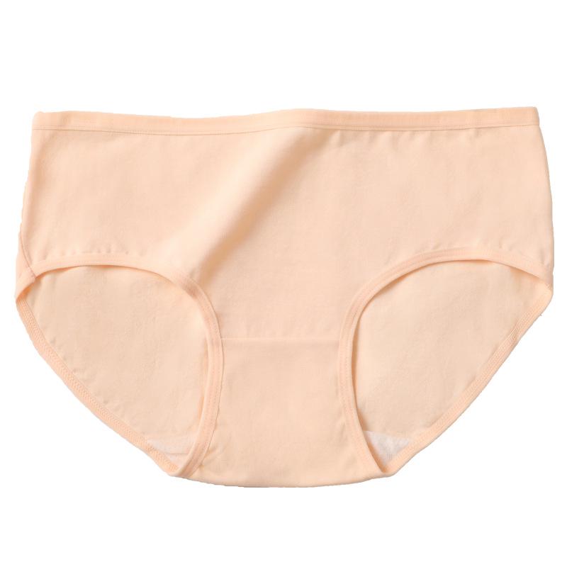 Simple Plus Size Women's Mid-Waist Cotton Panties - Solid Color Breathable Triangle Briefs