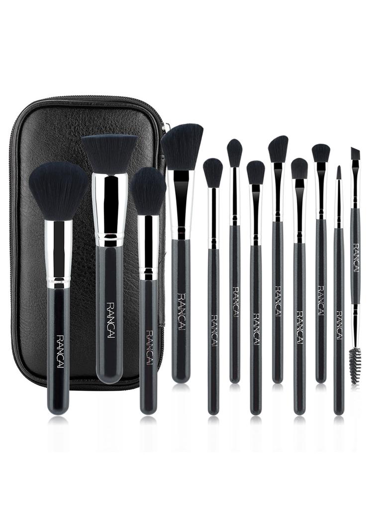 New 12 makeup brushes cover brush black soft hair loose powder brush foundation brush eyeshadow brush eyelash brush multi-functional beauty