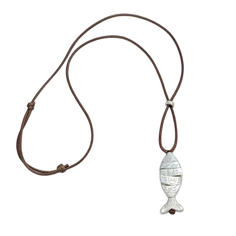 Handmade Fashionable Fish Pendant Necklace With Woven Rope Clavicle Chain For Women Statement Jewelry Gift