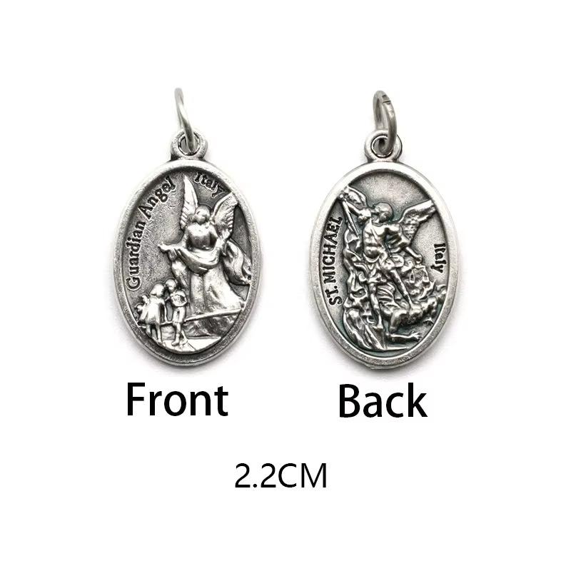 Breloques métalliques réversibles pour colliers, bracelets, accessoires de bricolage, grande médaille ovale de saint pour tout type de chaîne ou de collier, bijoux chrétiens