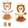 Lion Role Play Outfit Halloween Costume Face Sticker Headband Tail Skirt for Children Adult Cosplay