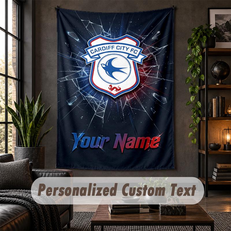 Personalized Wall Tapestry,Cardiff City Custom Text, Soft Fabric Wall Art For Indoor Decoration