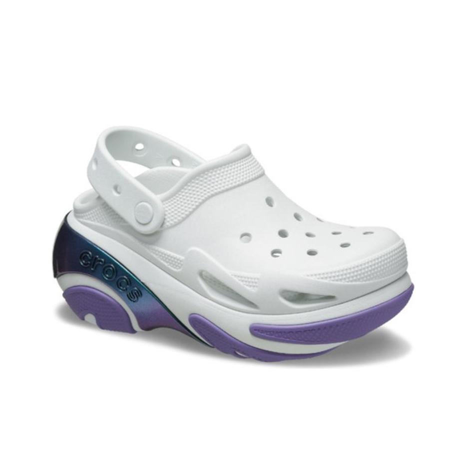 Crocs Zuecos Versátiles para Desplazamiento de Punta Redonda Bubble Crush Reflector Zuecos Unisex Blanco Morado 210743-1NK