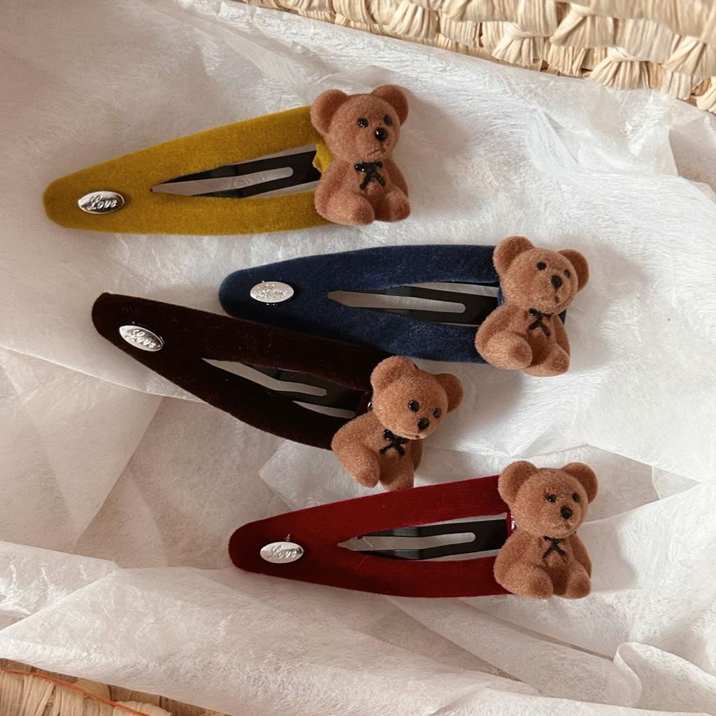 Koreańskie Słodkie Kreskówkowe 3D Pluszowe Spinki do Włosów z Misiem Dziewczęce Kreskówkowe Miękkie Dziewczęce Klipsy Jednoczęściowe BB i Nowe Akcesoria do Włosów