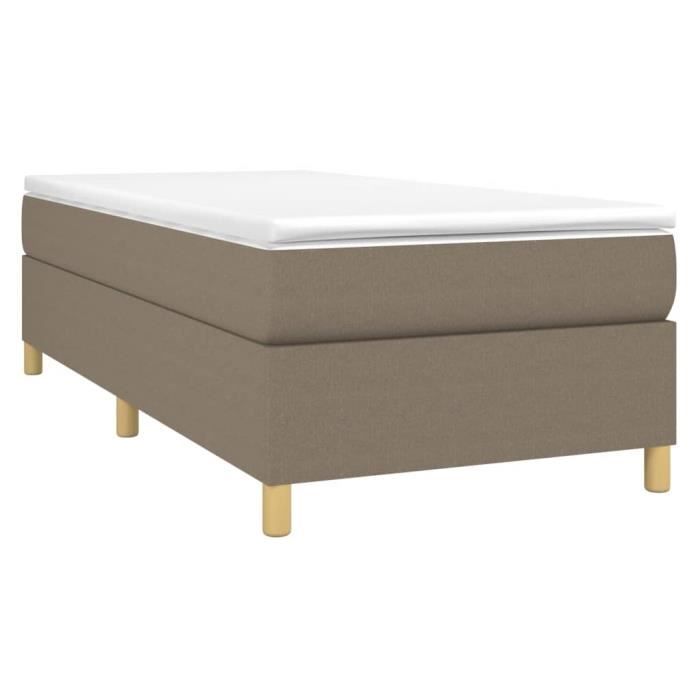 3144502 vidaXL Lit à sommier tapissier avec matelas Taupe 100x200 cm Tissu