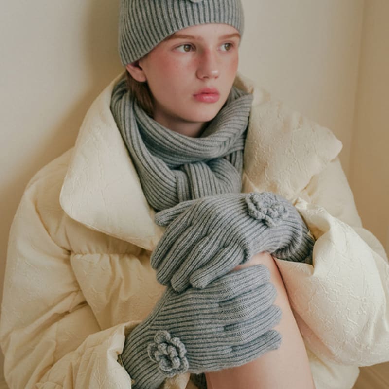 MAC MOC Cote Glove Flower Glove_Knit Corsage Flower Fingerhole Glove_6 Colors