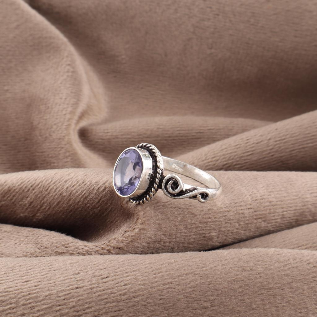 Iolite Jewelry, Handmade Gemstone Ring, 925 Solid Sterling Silver Ring Spiritual Jewelry, For Anniversary Gift