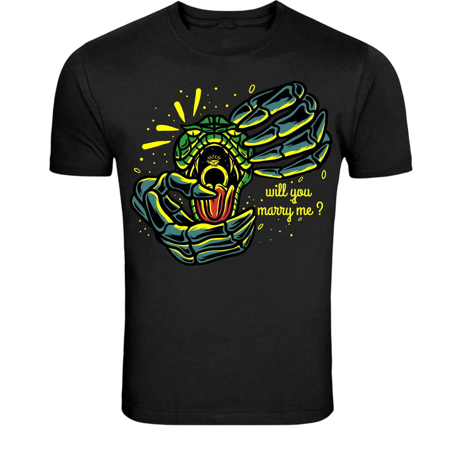 Snake Skeleton Proposal T-Shirt - Funny Dark Love Graphic Tee XXXL