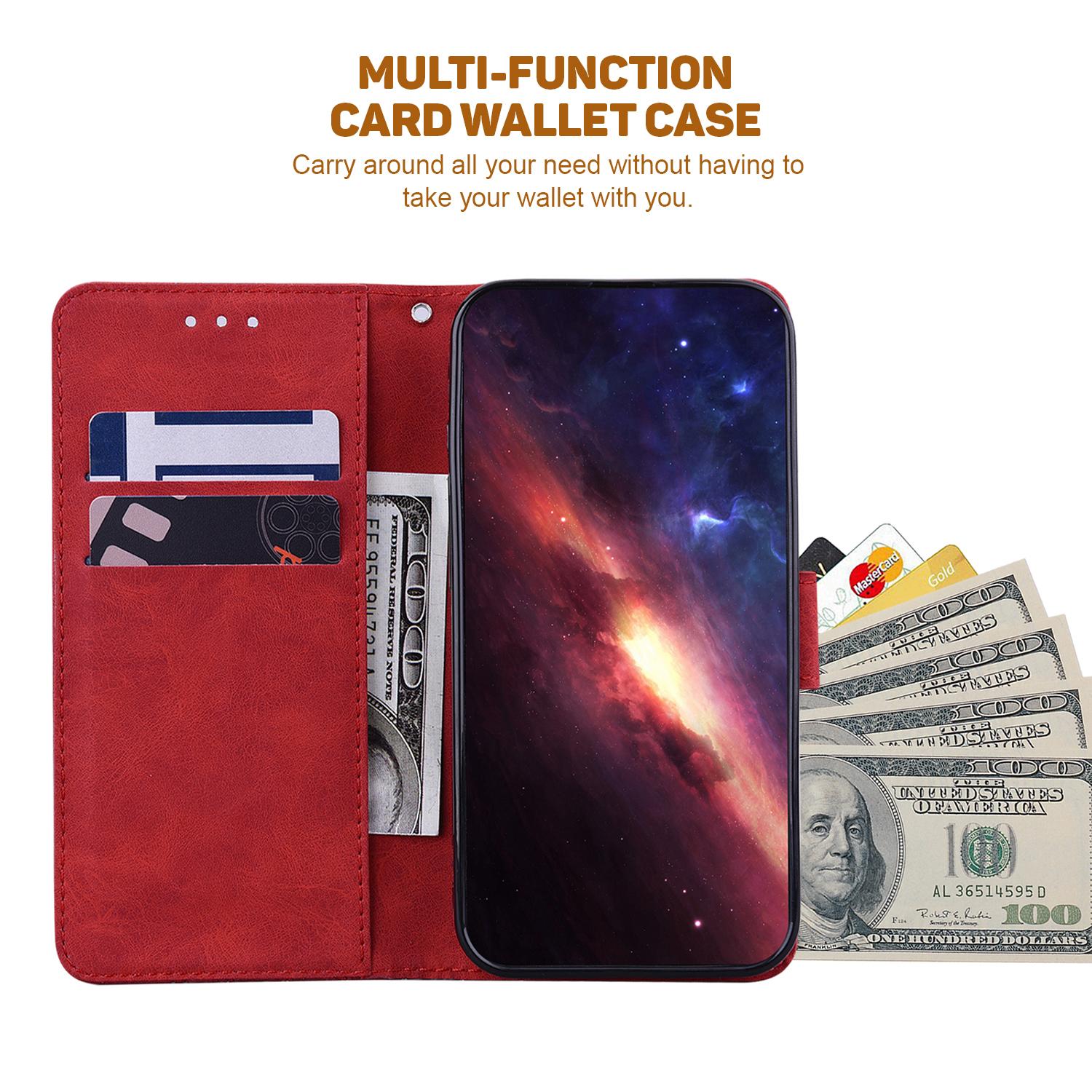 

For Xiaomi 13 Lite/Civi 2 5G Wallet Leather Case Geometry Pattern Imprinted Phone Stand Cover Red