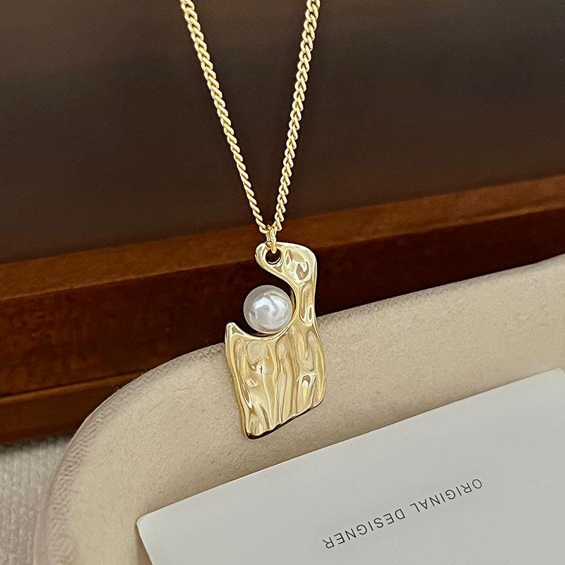 

Мятый Геометрический Жемчужный Кулон Неправильной Формы Легкий Роскошный Высококлассный Текстура Лавы