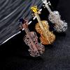Fashion Crystal Violin Brooch Diamond-Studded Elegant Coat and Shirt Accessory Pin Gift Corsage
