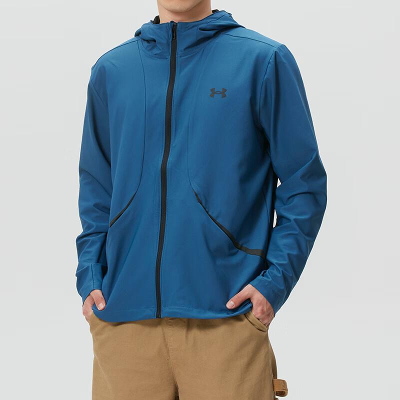 Under Armour Windproof Sports Training Fashion Woven Hooded Jacket Men jackets 6014621-498