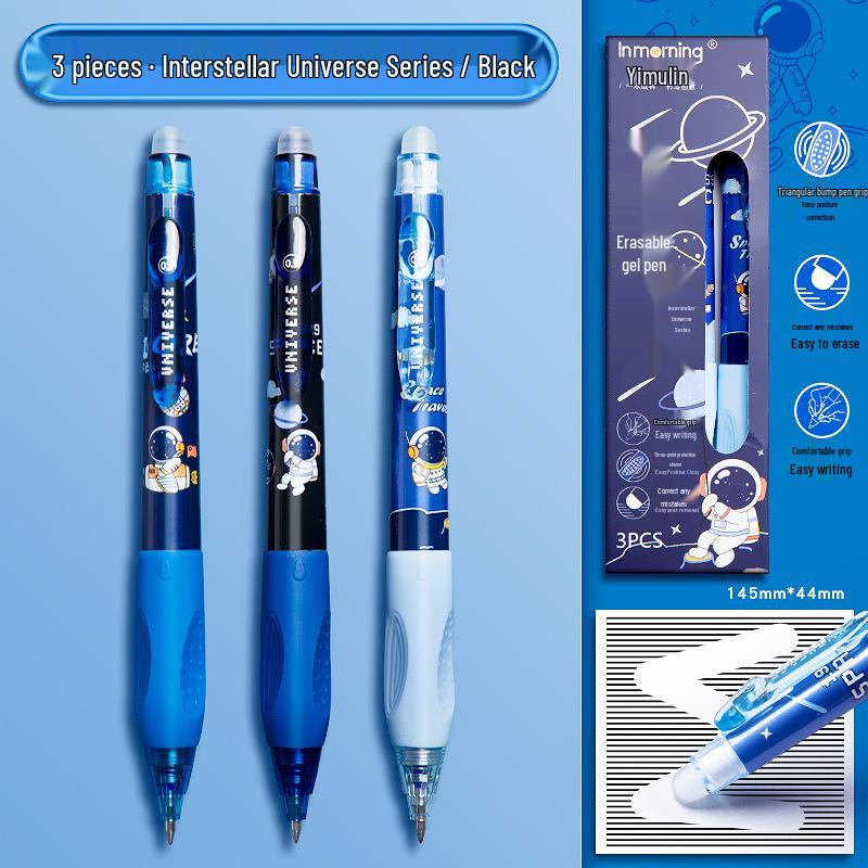 Yimulin Erasable Click-Type Pen for Students: Heat & Friction Erasable, Crystal Blue Ink. 0.5mm