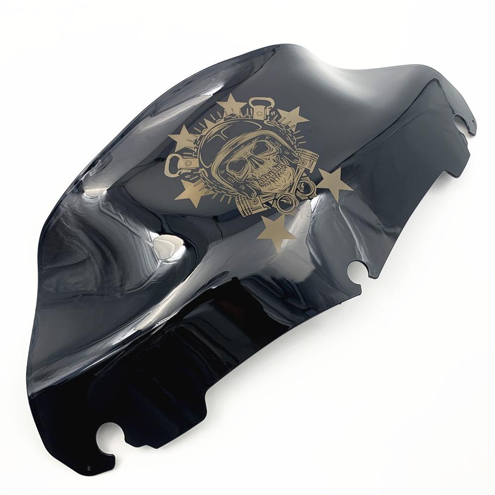 For Harley Touring Street Electra Glide Ultra FLHX 2014-2022 Motorcycle Black Skull 7" 9" Windshield Upper Fairing Wind Deflecto