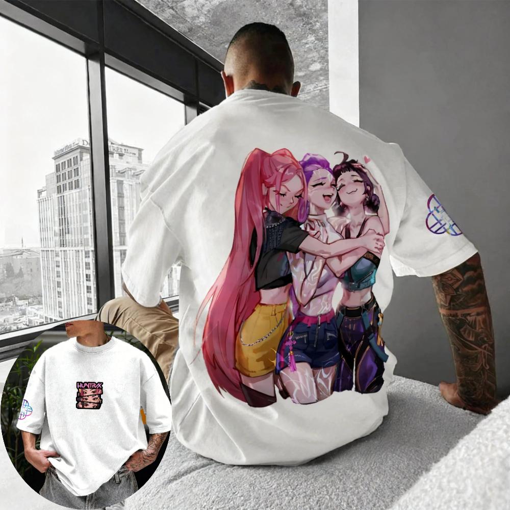 

HUNTRX KPop Demon Hunters Officially Authorizes Netflix Animated Movie Summer 2026 Mens Womens Cotton Oversized Tshirts M