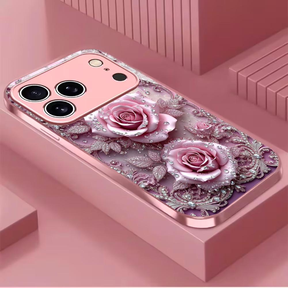 Light-colored Flowers Madam PhoneCase Glass PhoneCase for iPhone 17 16 15 14 13 12pm Pro Plus Dropresistant Cellphone Female
