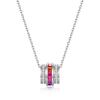 Rainbow Zircon Necklace - Women's S925 Silver Colored Gem Clavicle Chain European & American Fashion