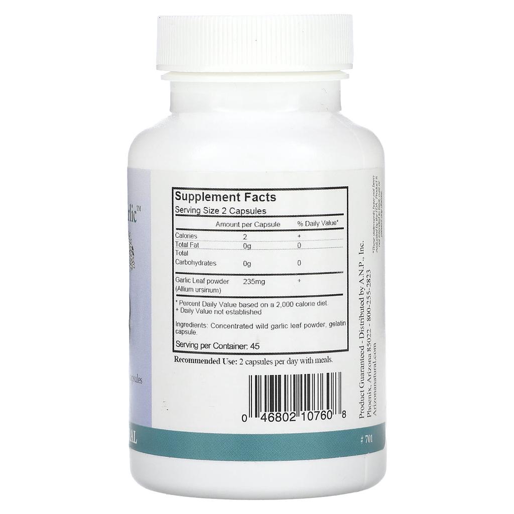 Organic Wild Bear Garlic, 90 Capsules